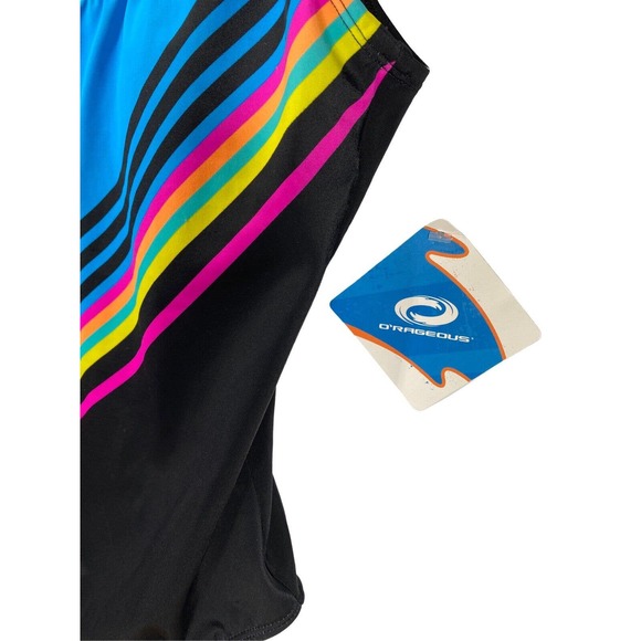 O'RAGEOUS Color Block Womens Color Stipe Middle Swimsuit Size Medium One-Piece - Picture 2 of 8